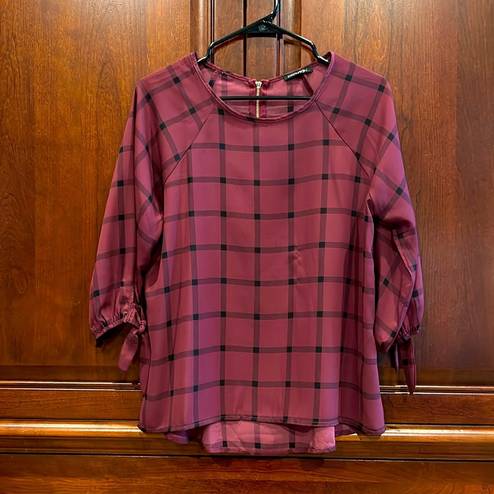 Burgundy and Black Blouse